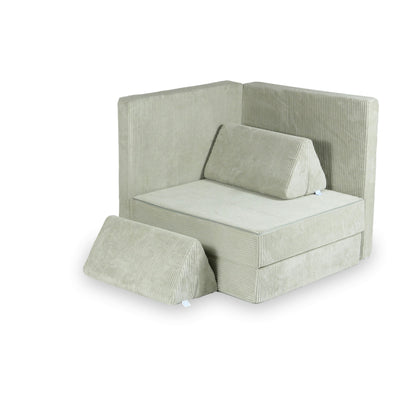 Canapé de jeu Montessori de luxe en velours côtelé gris