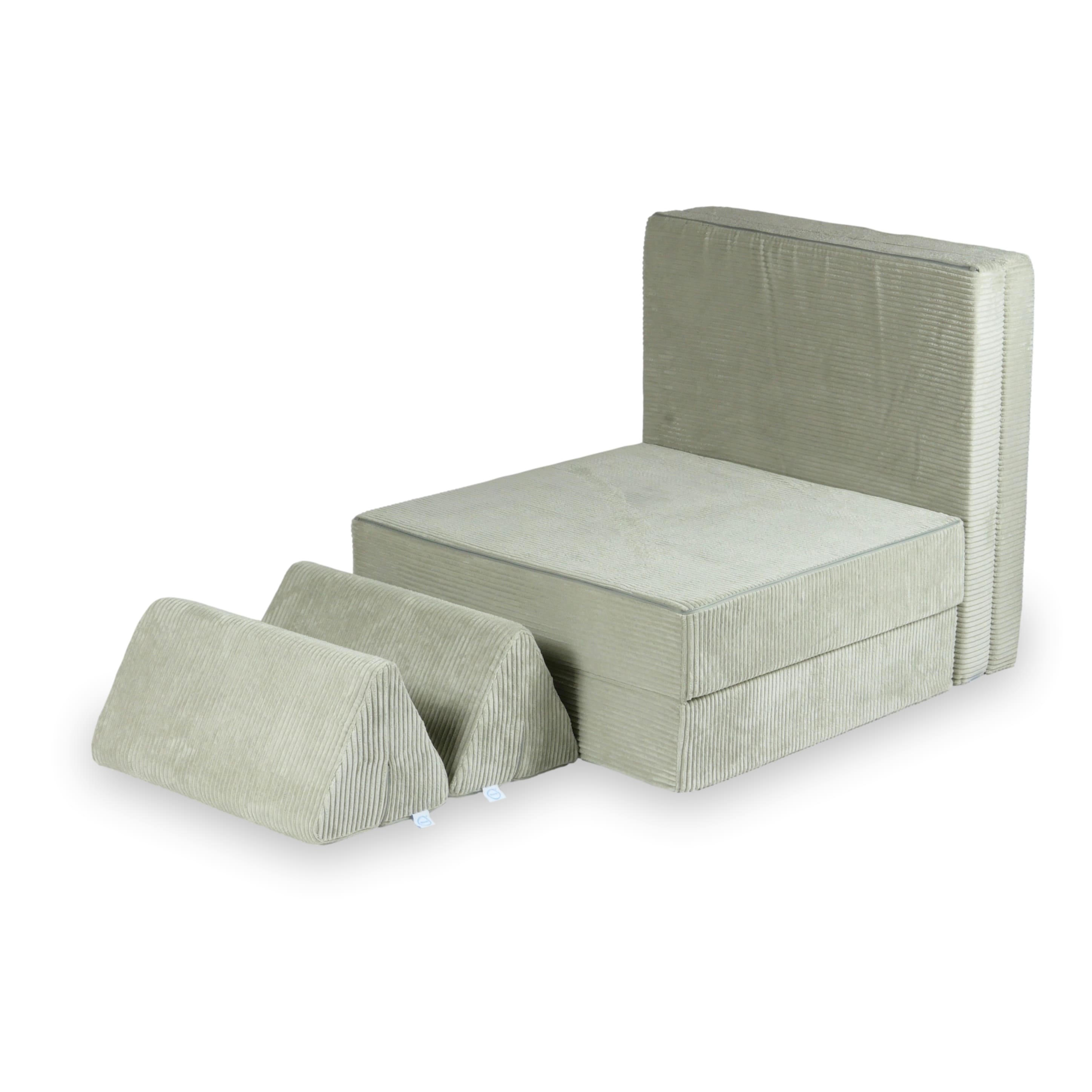 Canapé de jeu Montessori de luxe en velours côtelé gris