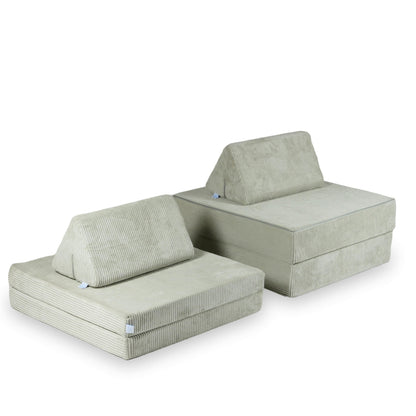 Canapé de jeu Montessori de luxe en velours côtelé gris