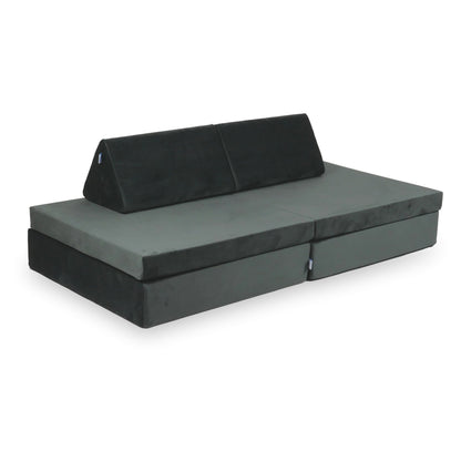 Canapé de jeu Montessori de luxe en velours graphite