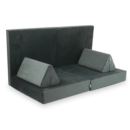 Canapé de jeu Montessori de luxe en velours graphite