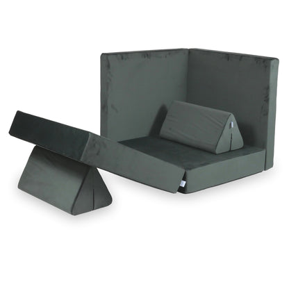 Canapé de jeu Montessori de luxe en velours graphite