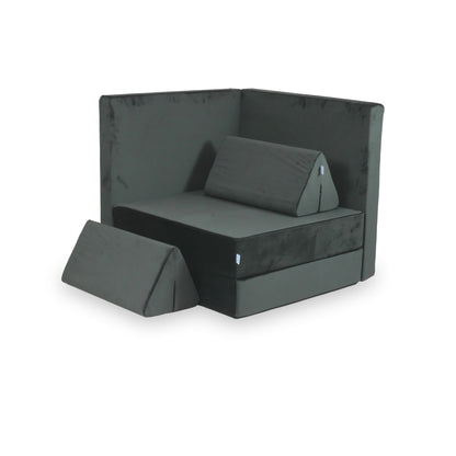 Canapé de jeu Montessori de luxe en velours graphite