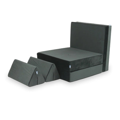 Canapé de jeu Montessori de luxe en velours graphite