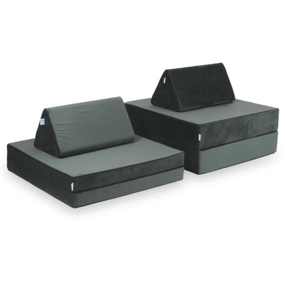 Canapé de jeu Montessori de luxe en velours graphite