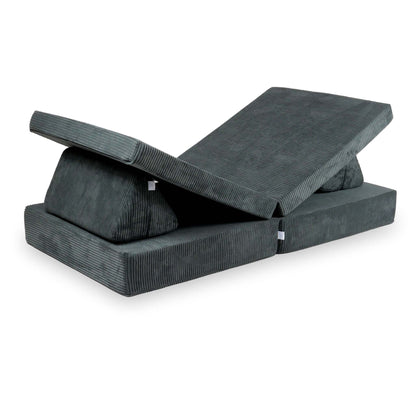 Canapé de jeu Montessori de luxe en velours côtelé graphite