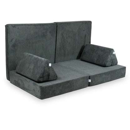 Canapé de jeu Montessori de luxe en velours côtelé graphite