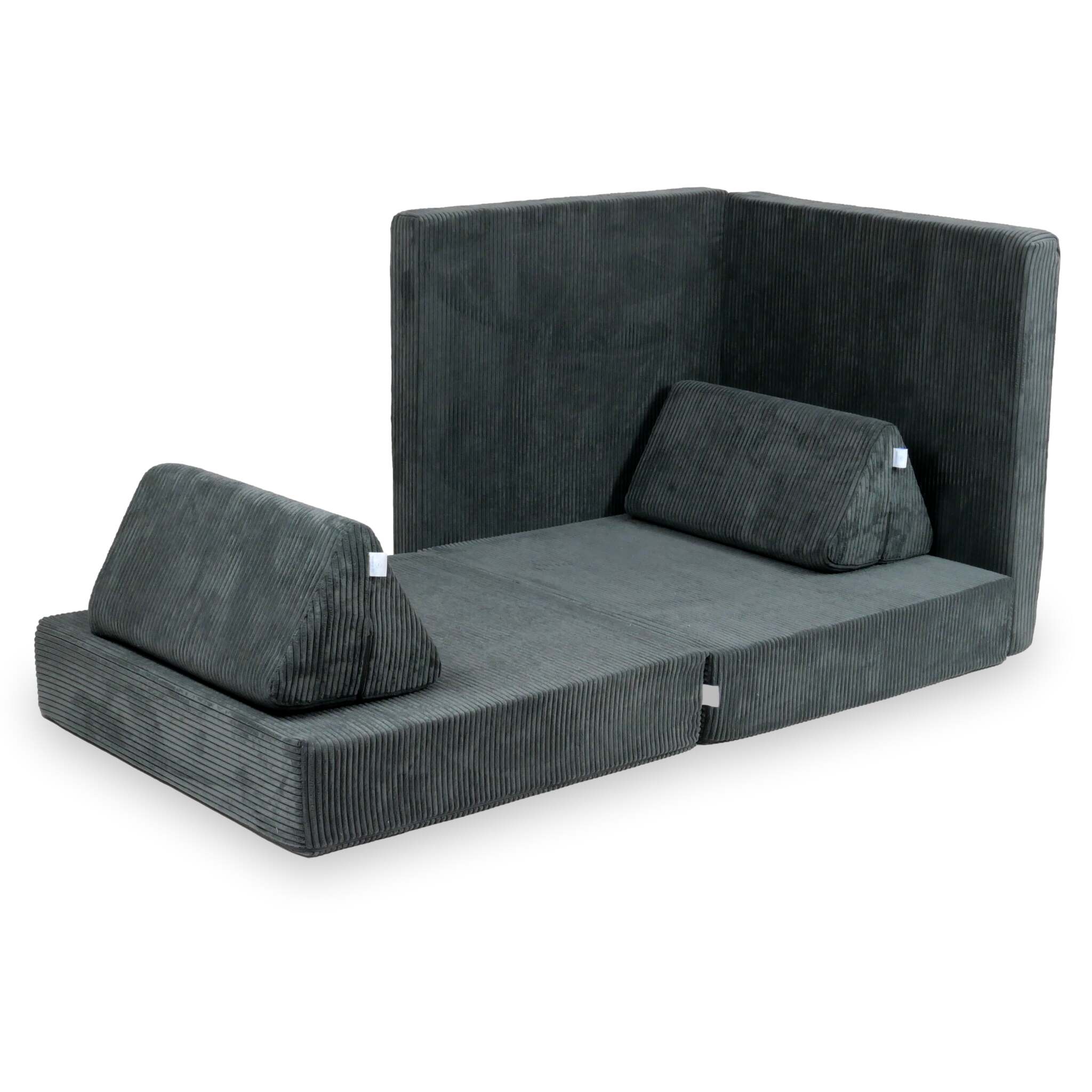 Canapé de jeu Montessori de luxe en velours côtelé graphite