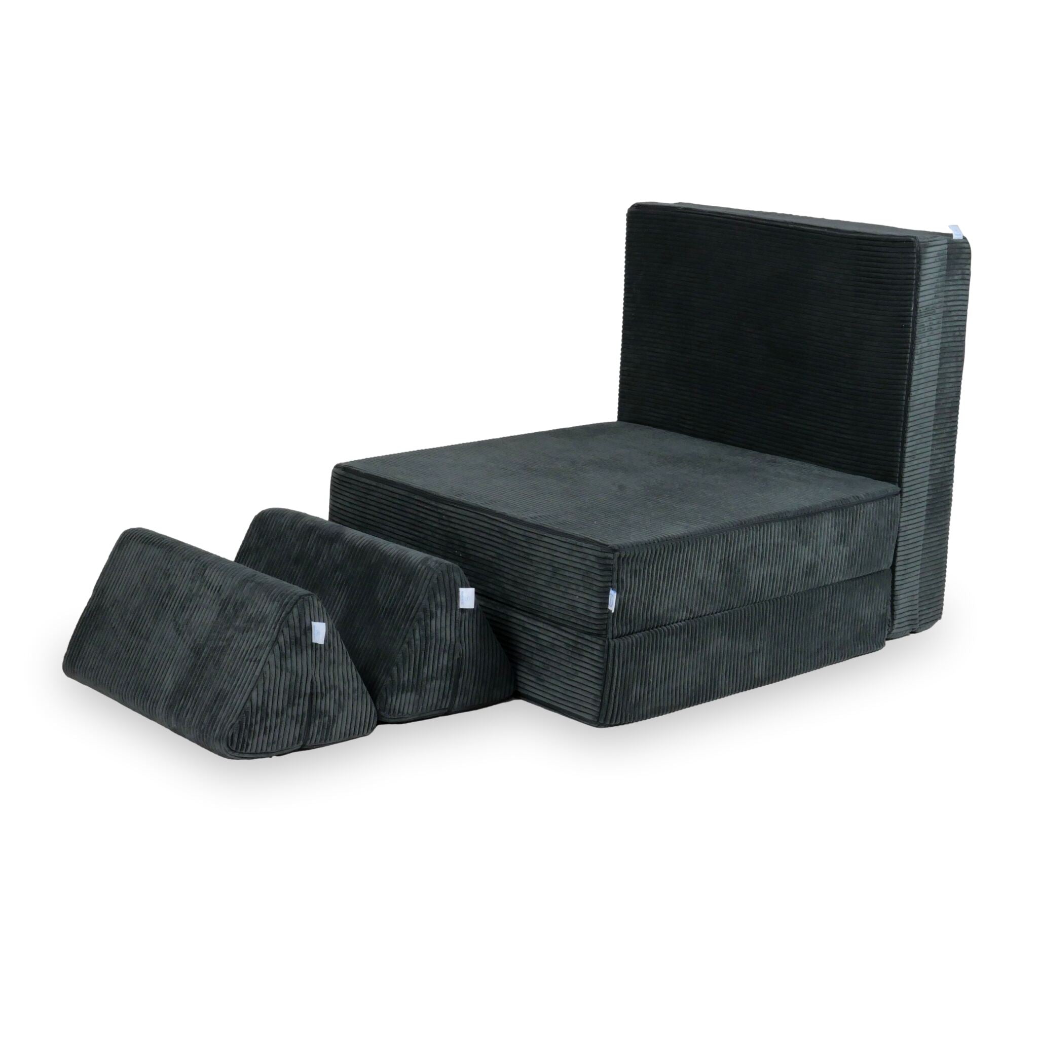 Canapé de jeu Montessori de luxe en velours côtelé graphite