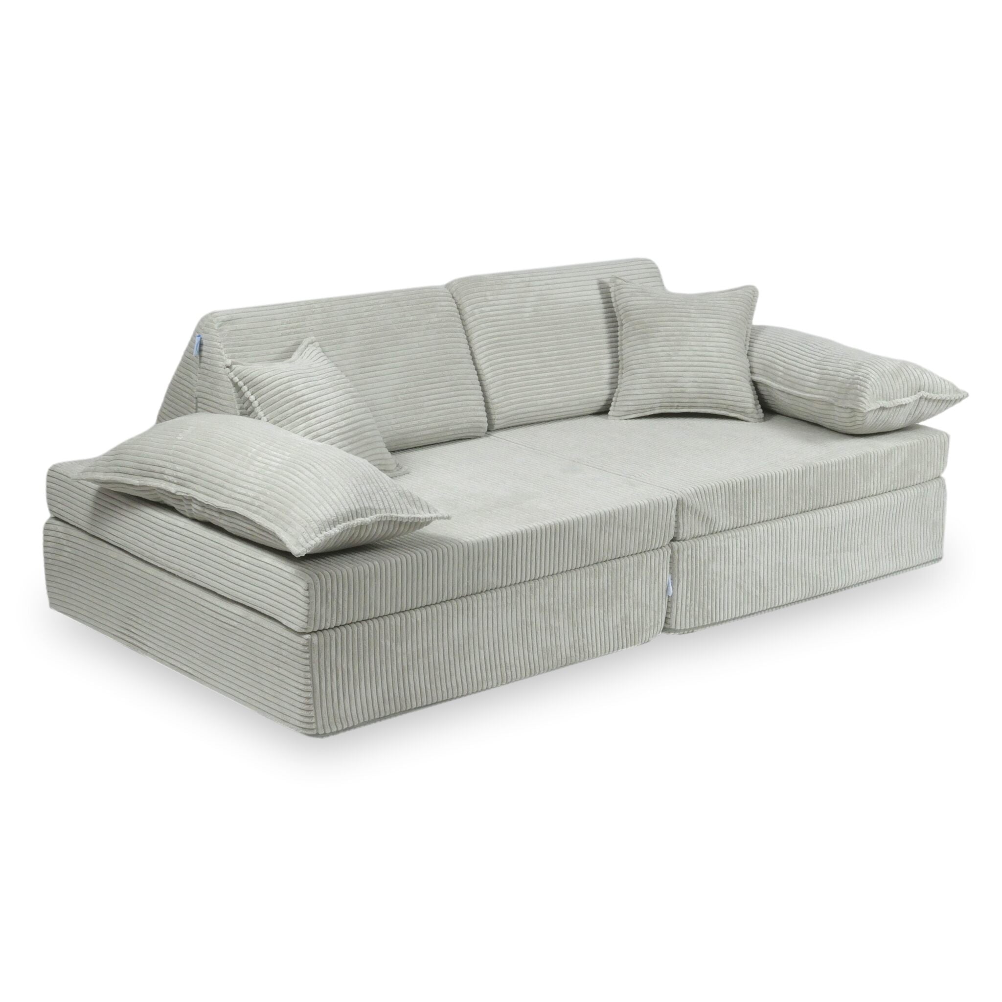 Canapé de jeu Montessori de luxe en velours côtelé gris