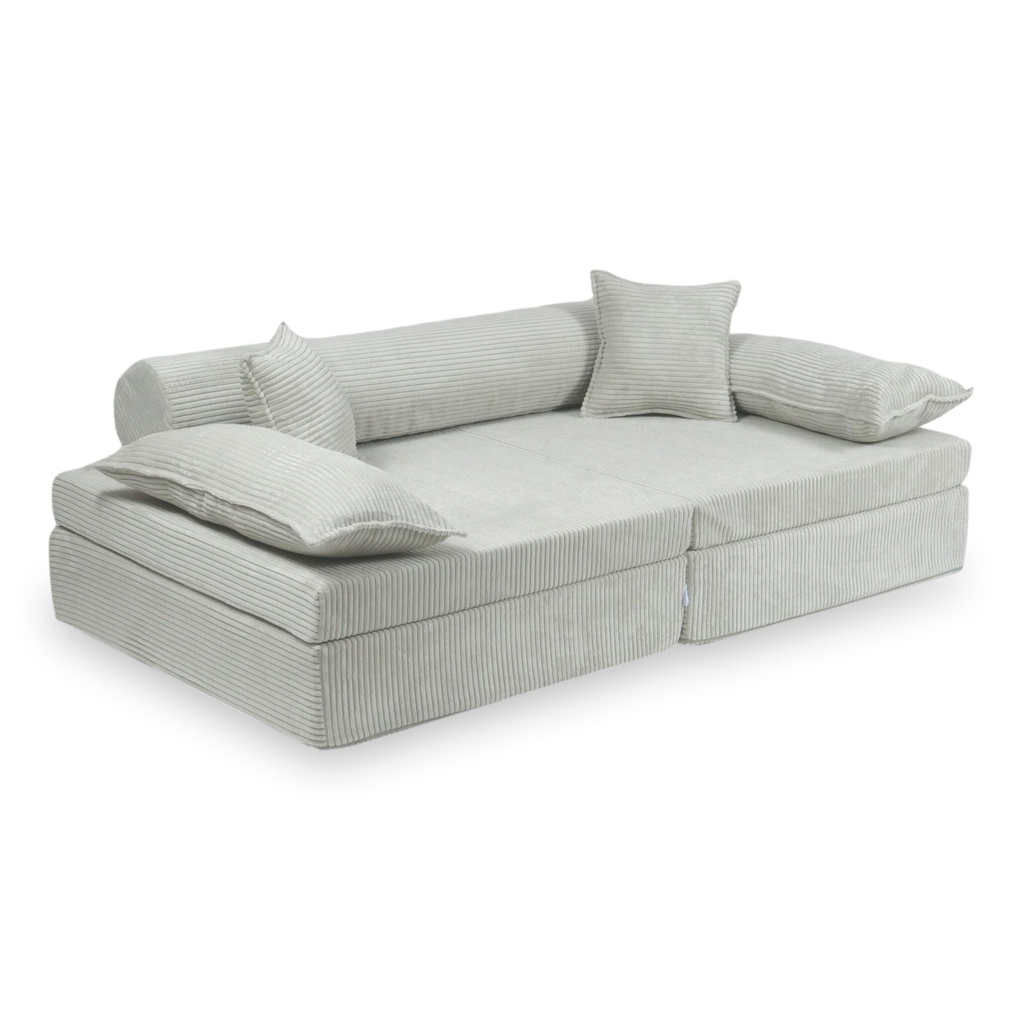 Canapé de jeu Montessori de luxe en velours côtelé gris