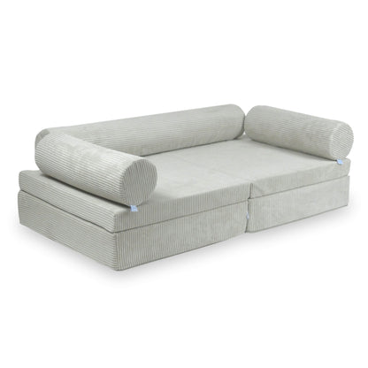 Canapé de jeu Montessori de luxe en velours côtelé gris
