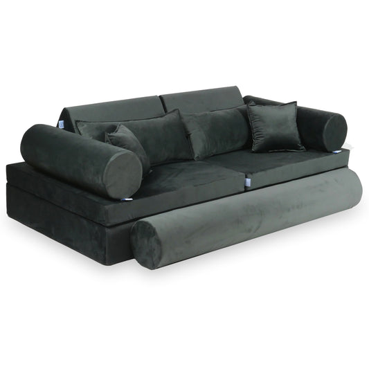 Canapé de jeu Montessori de luxe en velours graphite