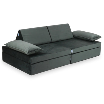 Canapé de jeu Montessori de luxe en velours graphite