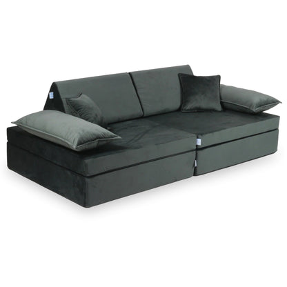 Canapé de jeu Montessori de luxe en velours graphite