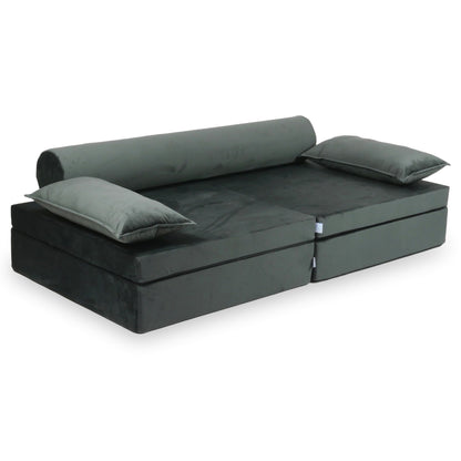 Canapé de jeu Montessori de luxe en velours graphite