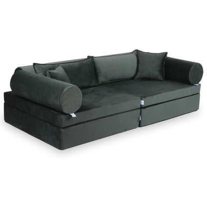 Canapé de jeu Montessori de luxe en velours graphite