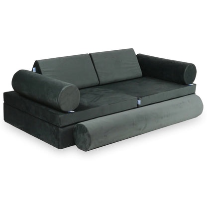 Canapé de jeu Montessori de luxe en velours graphite