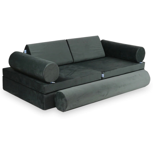 Canapé de jeu Montessori de luxe en velours graphite