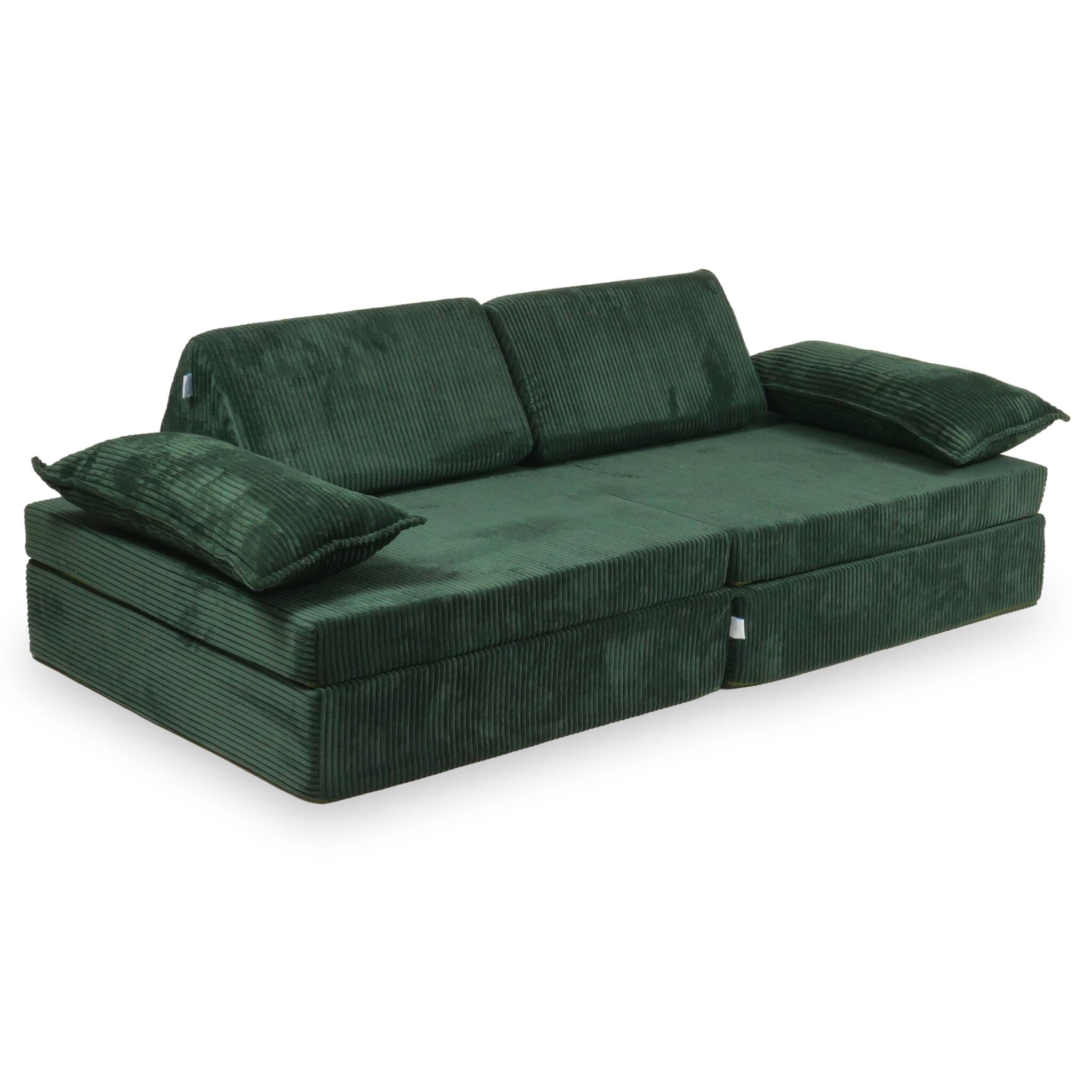 Canapé de jeu Montessori de luxe en velours côtelé vert