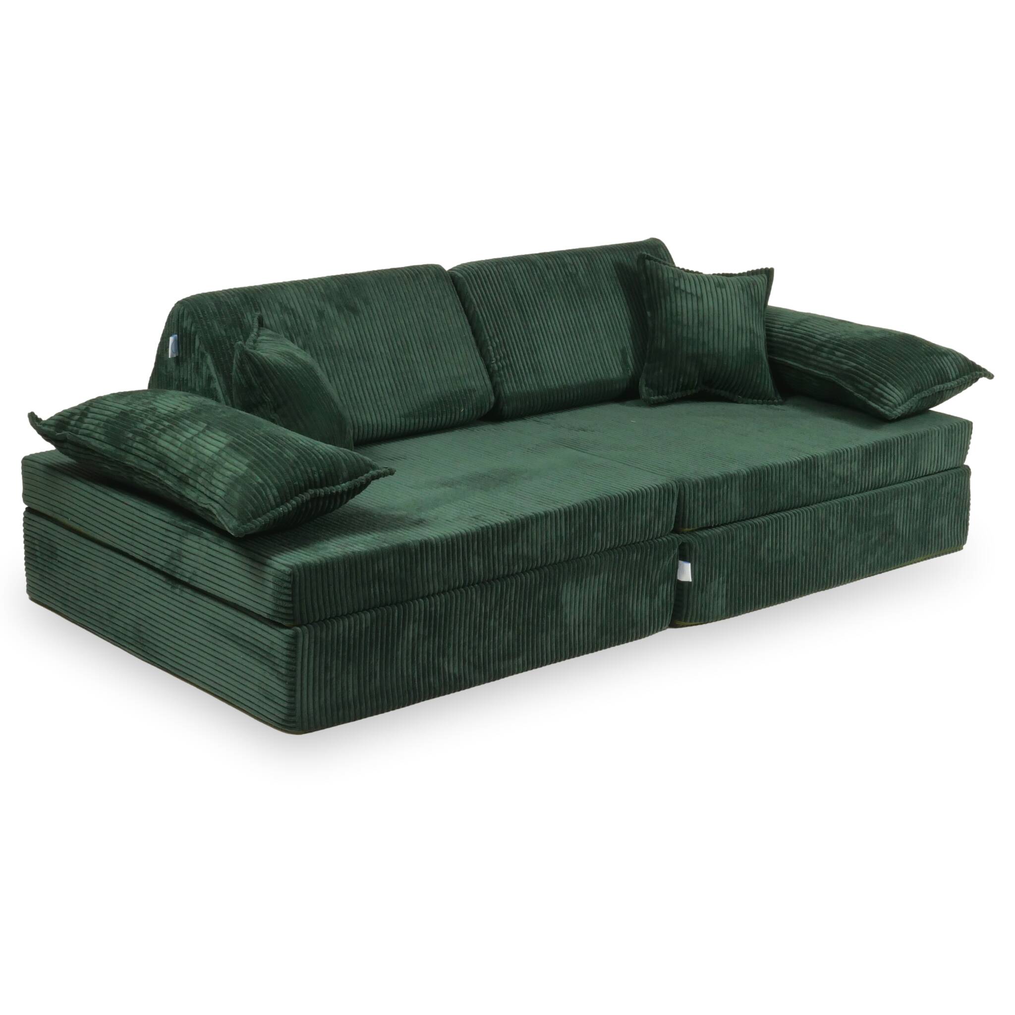 Canapé de jeu Montessori de luxe en velours côtelé vert