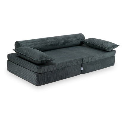 Canapé de jeu Montessori de luxe en velours côtelé graphite