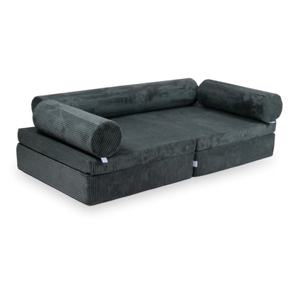 Canapé de jeu Montessori de luxe en velours côtelé graphite