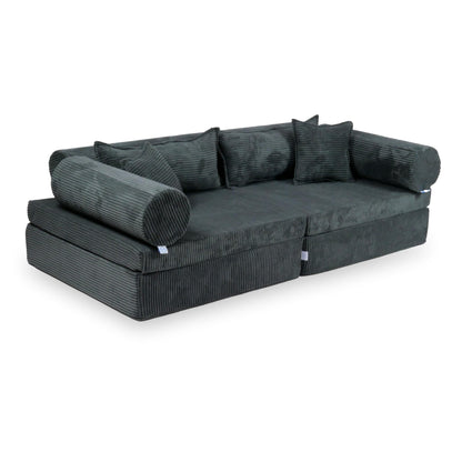 Canapé de jeu Montessori de luxe en velours côtelé graphite