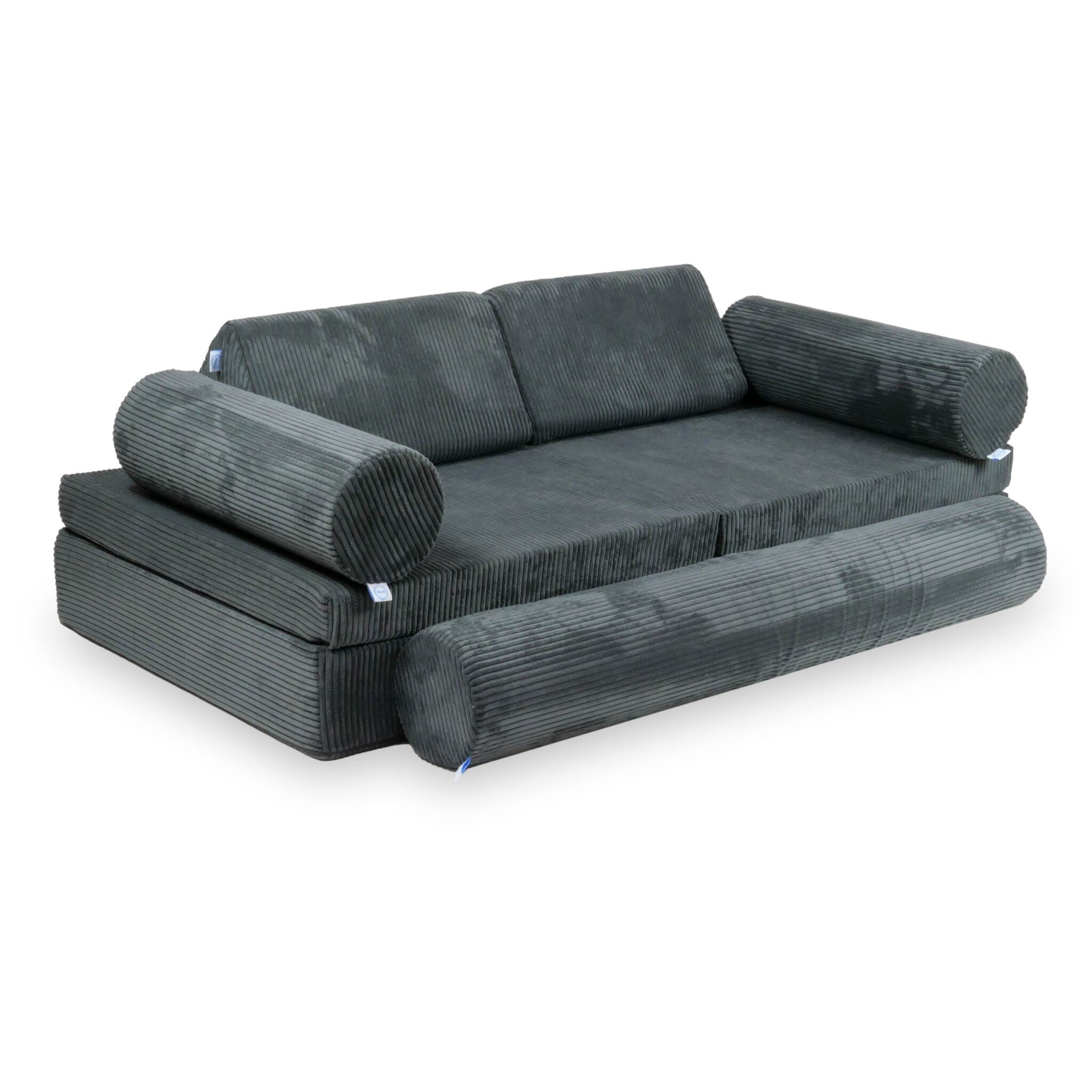 Canapé de jeu Montessori de luxe en velours côtelé graphite