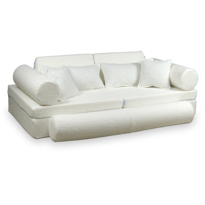 Canapé de jeu Montessori De Luxe Bouclé Blanc