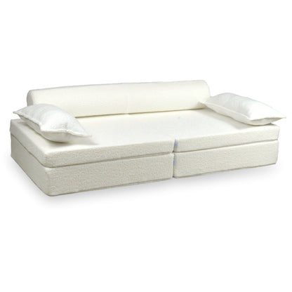 Canapé de jeu Montessori De Luxe Bouclé Blanc