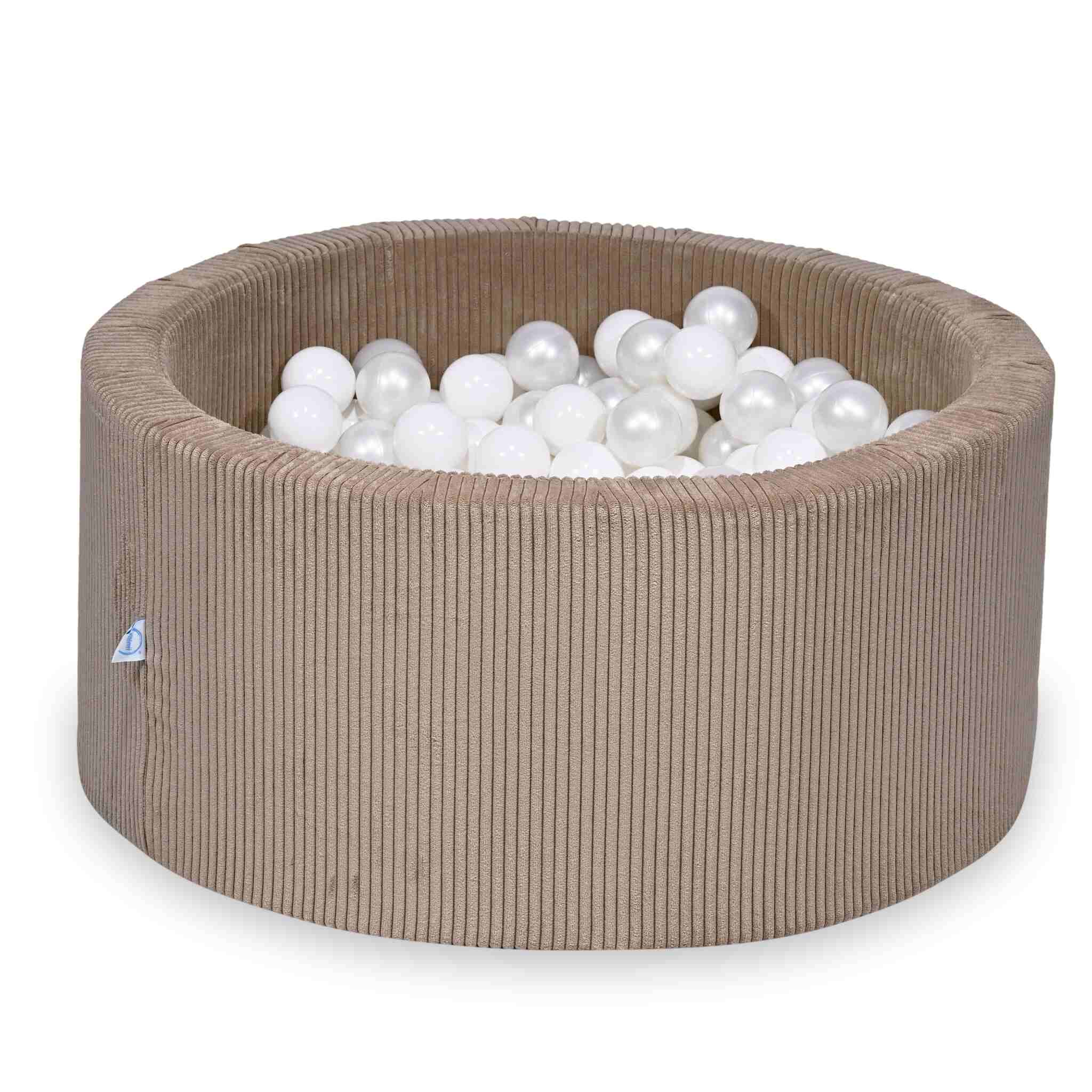 Piscine à balles en velours côtelé Toffee 90x40 cm avec 300 balles
