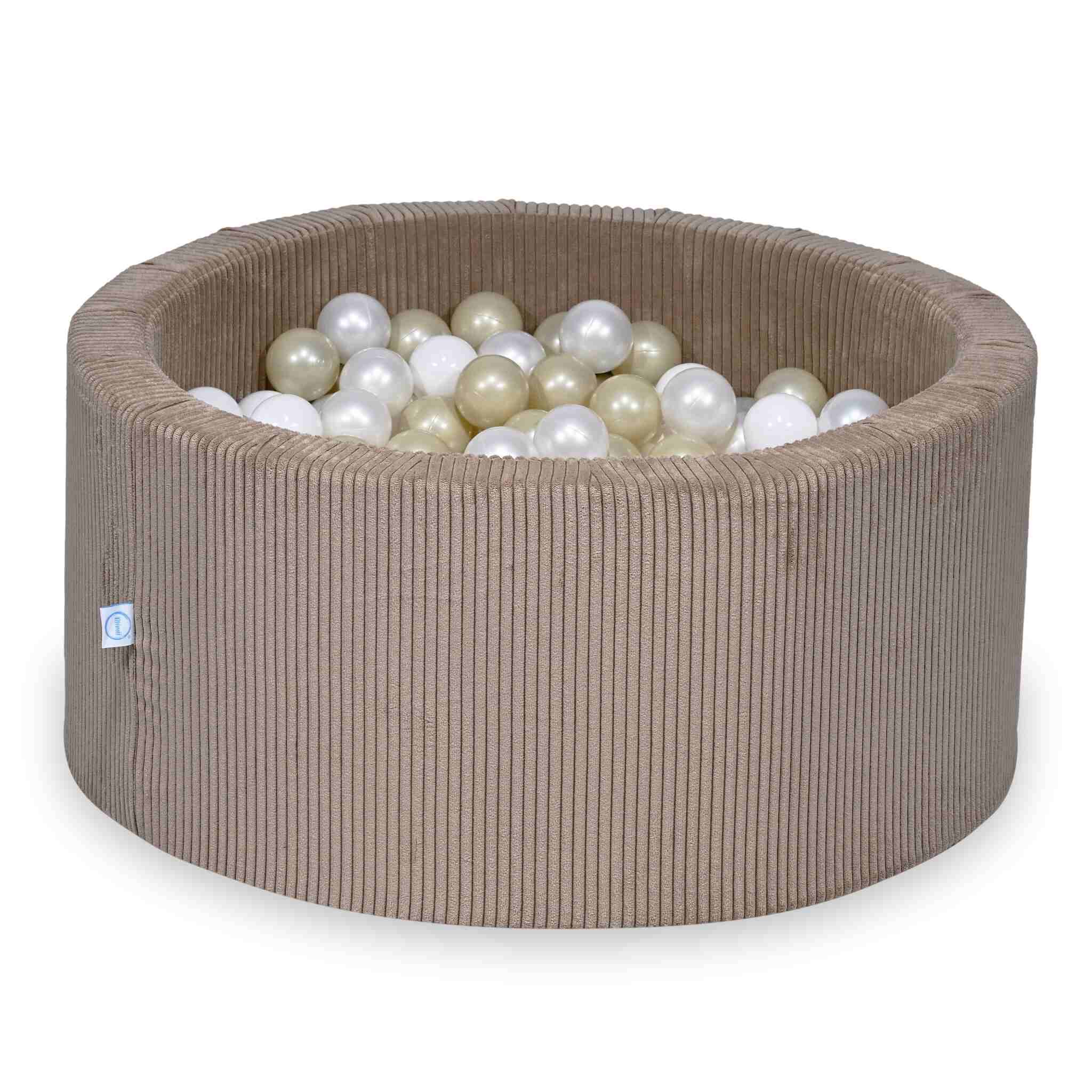 Piscine à balles en velours côtelé Toffee 90x40 cm avec 300 balles