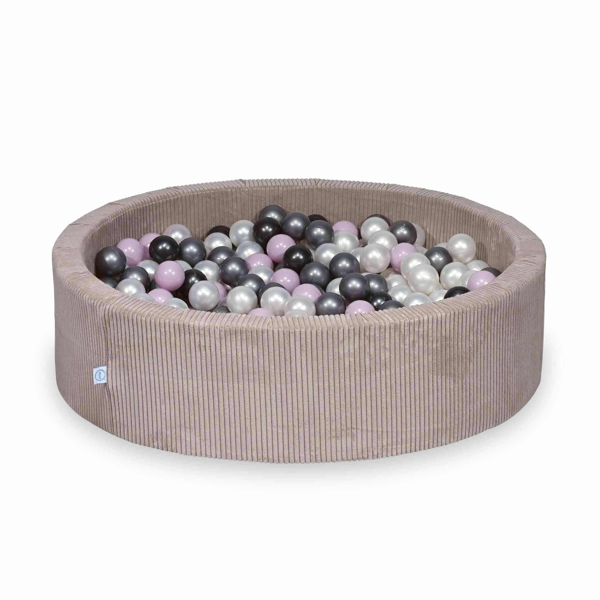 Piscine à balles en velours côtelé côtelé rose clair 110x30 cm avec 400 balles