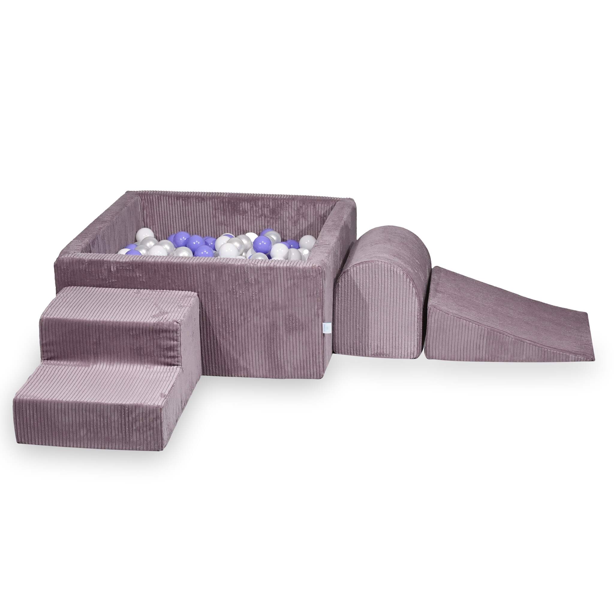 Aire de jeux en mousse avec piscine à balles carrée set de jeu enfant 90x90x40 côtelé lavende + 400 balles
