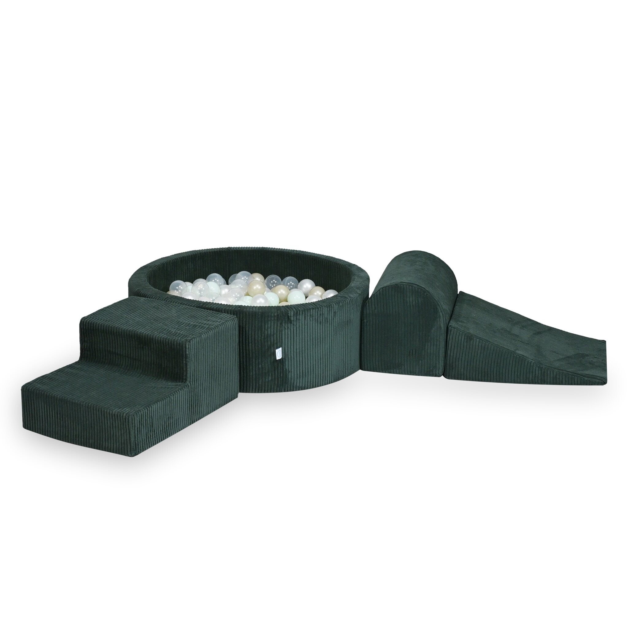 Aire de jeux en mousse avec piscine ronde 90x30 côtelé vert +200 balles