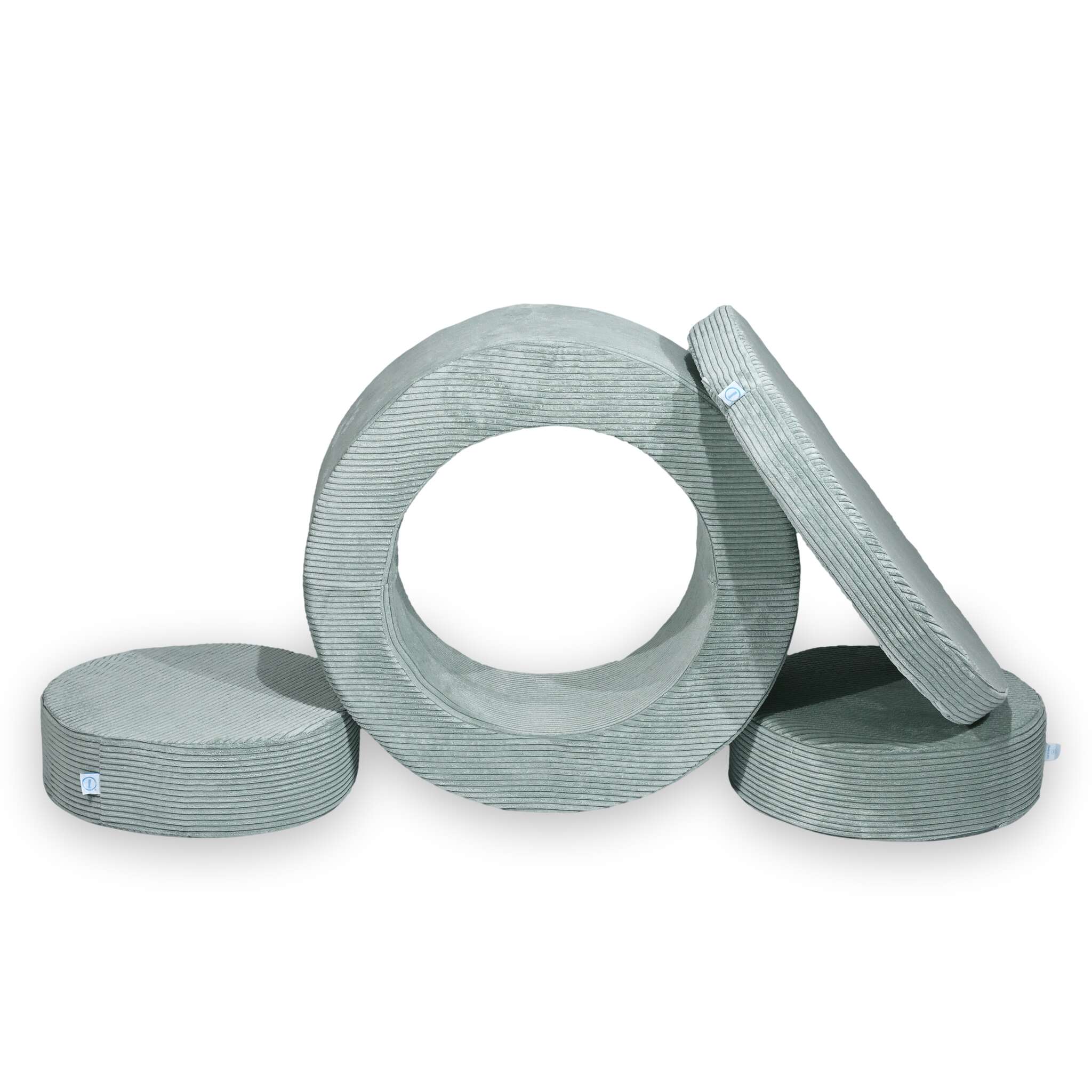 Donut Pouf Modular 4-piece play pouf in velours côtelé