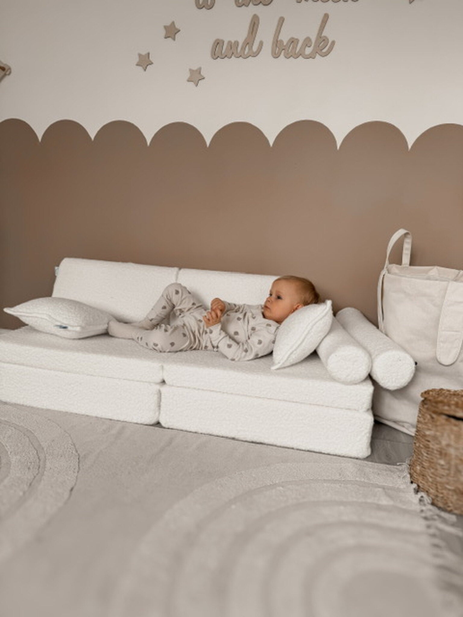 Canapé de jeu Montessori Mini Confort en Bouclé Blanc