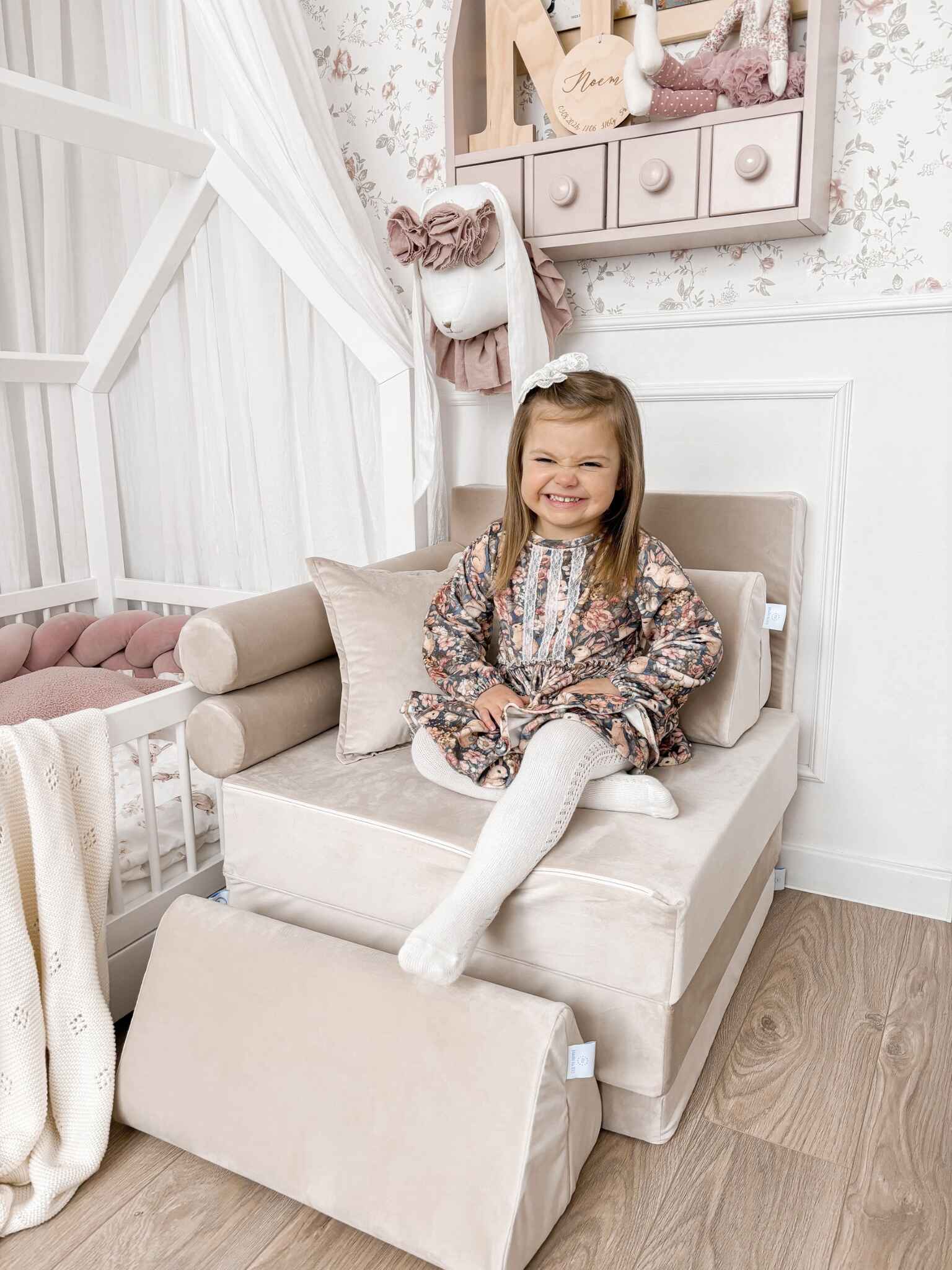 Canapé de jeu Montessori Mini Confort en velours écru