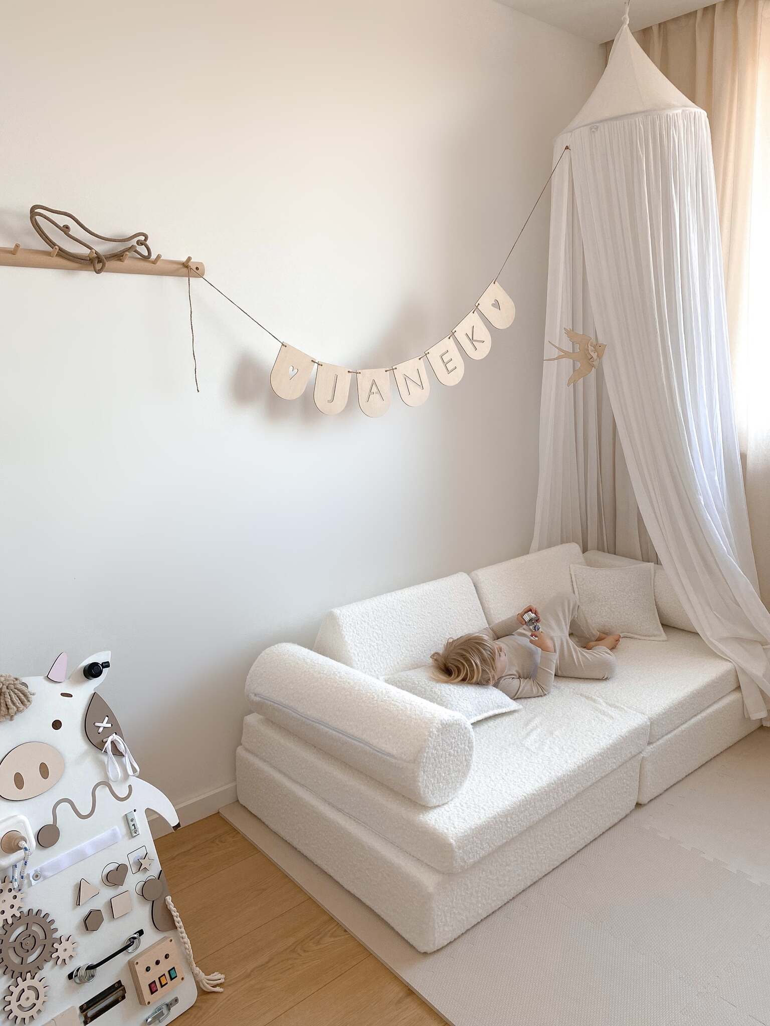 Canapé de jeu Montessori Confort Bouclé Blanc