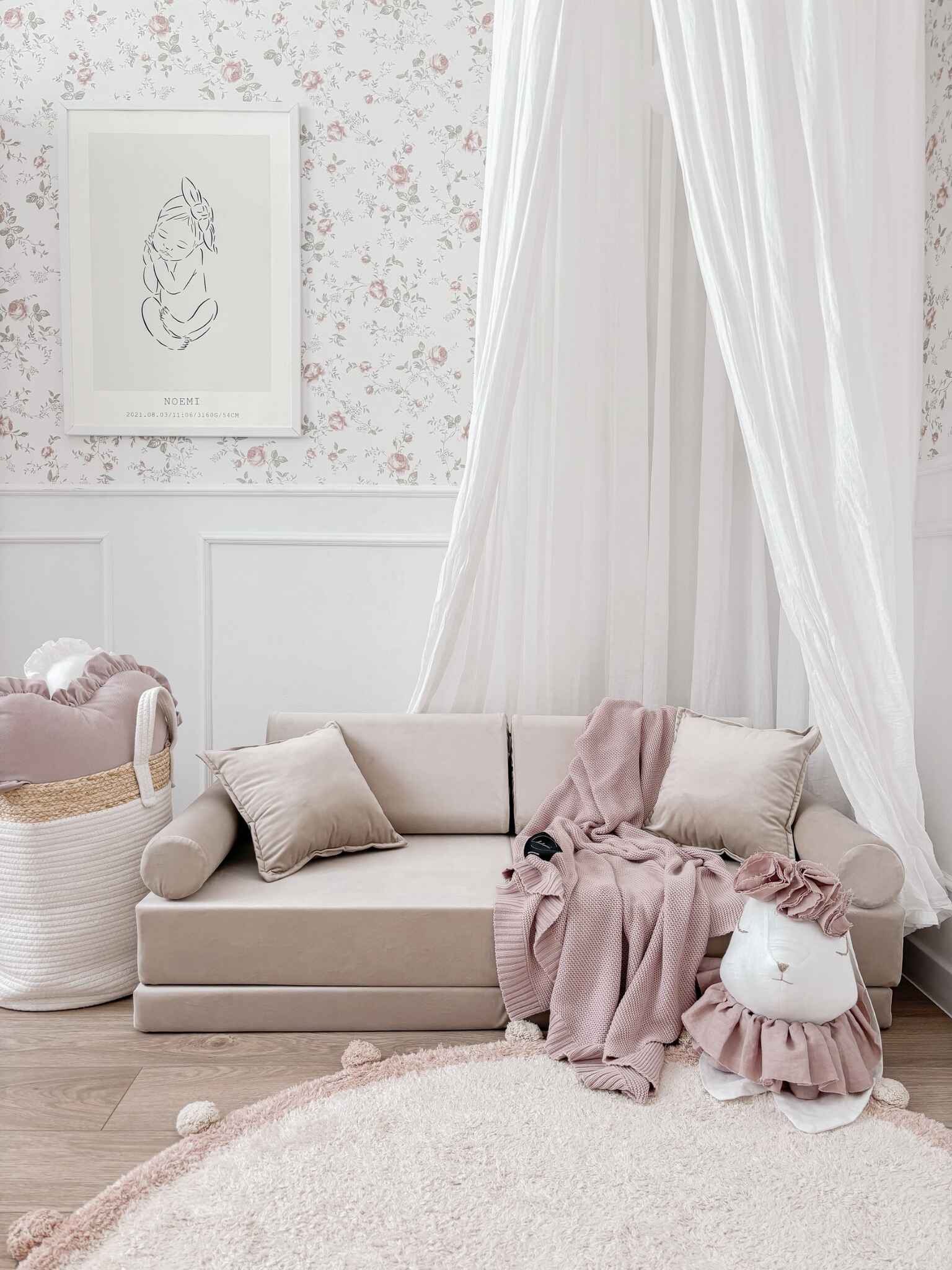 Canapé de jeu Montessori Mini Confort en velours écru