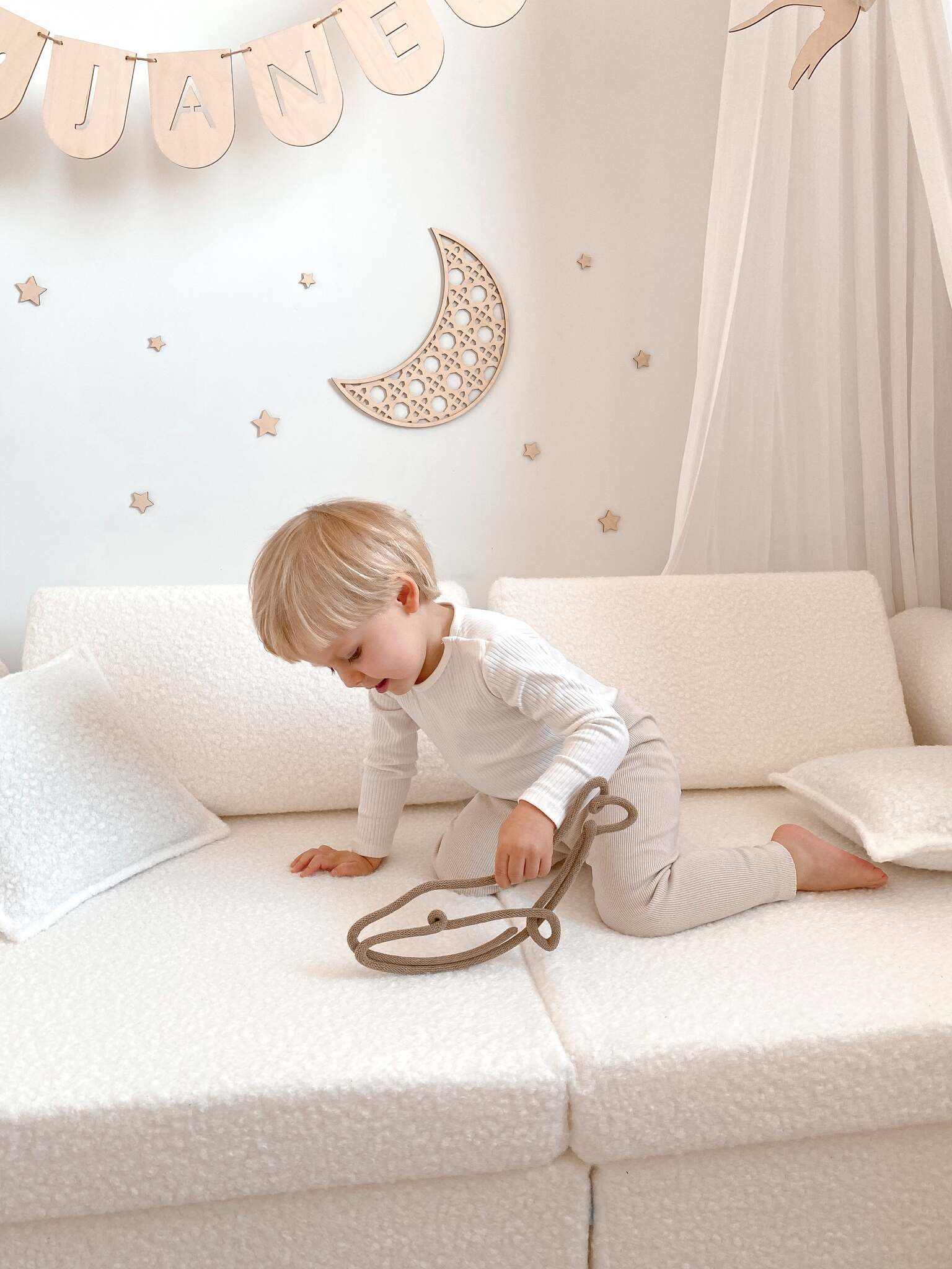 Canapé de jeu Montessori Confort Bouclé Blanc