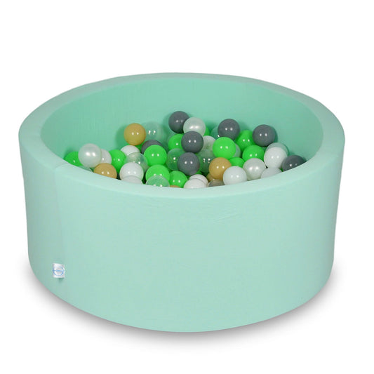 Piscine à Balles 90x40cm menthe avec balles 300pcs (bleu clair, blanc, transparent, perle, beige, gris)