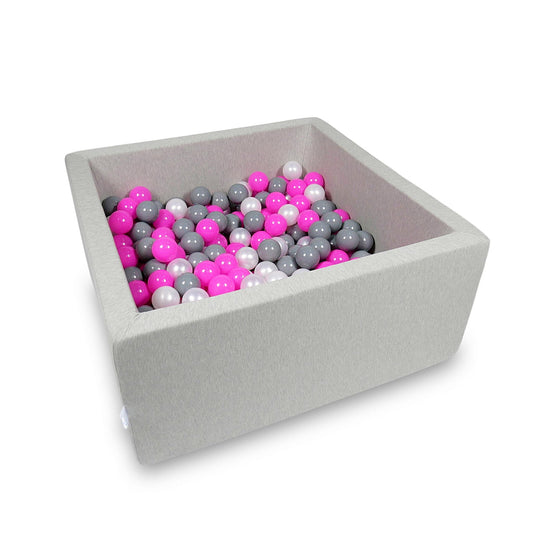Piscine à Balles 90x90x40cm gris clair avec balles 400pcs (rose, perle, gris)
