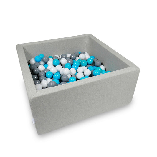 Piscine à Balles 90x90x40cm gris clair avec balles 400pcs (bleu, blanc, gris)