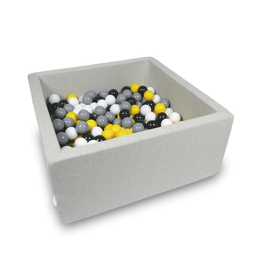 Piscine à Balles 90x90x40cm gris clair avec balles 400pcs (jaune, blanc, gris, noir)