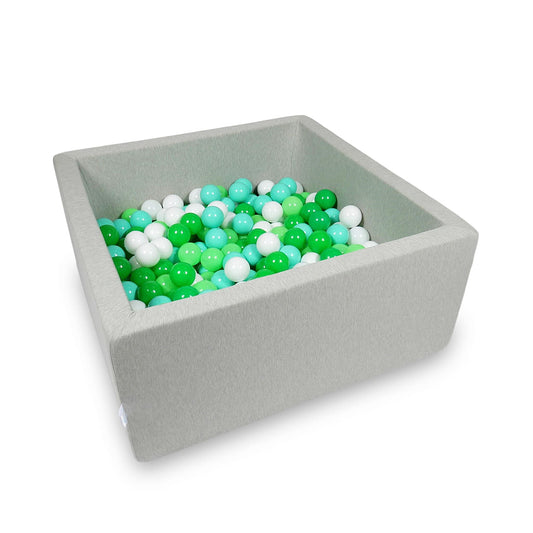 Piscine à Balles 90x90x40cm gris clair avec balles 400pcs (blanc, céladon, menthe, vert)