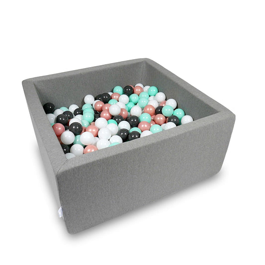 Piscine à Balles 90x90x40cm gris avec balles 400pcs (blanc, or rose, menthe claire, graphite)
