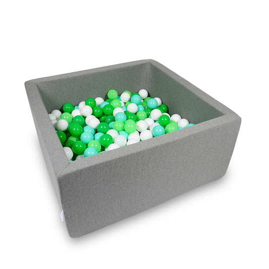 Piscine à Balles 90x90x40cm gris avec balles 400pcs (blanc, céladon, menthe, vert)