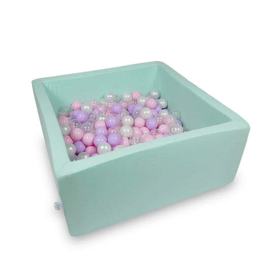Piscine à Balles 90x90x40cm menthe avec balles 400pcs (rose clair, perle, transparent, bruyère)